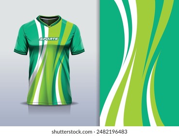 Sport jersey template mockup curve design for football soccer, racing, running, e sports, green white color