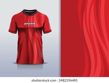 Diseño de la onda de la curva de la maqueta de la Plantilla del jersey deportivo para el fútbol, carreras, correr, deportes electrónicos, color rojo