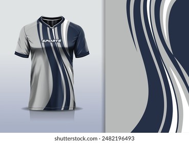 Sport jersey template mockup curve design for football soccer, racing, running, e sports, gray white color