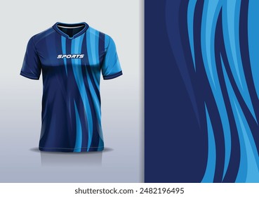 Sport jersey template mockup curve wave design for football soccer, racing, running, e sports, navy blue color