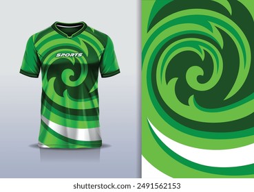 Sport jersey template mockup curve circle design for football soccer, racing, running, e sports, green white color