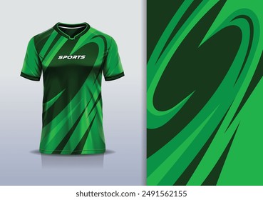 Sport jersey template mockup curve wave design for football soccer, racing, running, e sports, green color