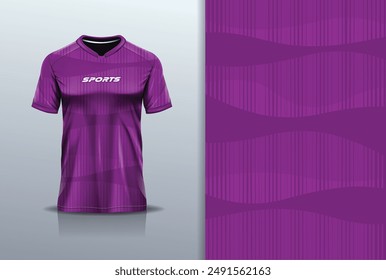 Sport jersey template mockup curve wave line design for football soccer, racing, running, e sports, purple color