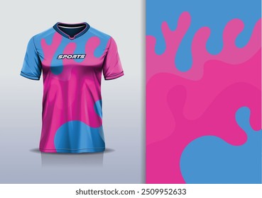 Modelo de camisa de esporte mockup curva onda design para futebol futebol, corrida, corrida, esportes e, cor rosa azul