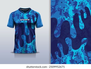 Modelo de camisa de esporte mockup curva onda grunge textura design para futebol futebol, corrida, corrida, esportes e, cor azul