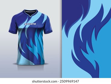 Diseño de línea de onda de maqueta de Plantilla de jersey deportivo para fútbol, carreras, carreras, e sports, color blanco azul verde