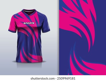 Sport jersey template mockup curve line design for football soccer, racing, running, e sports, pink blue color