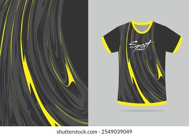 Modelo de camisa de esporte modelo mockup design curva para futebol futebol, corrida, corrida, e esportes, preto cinza amarelo cor branca EPS 10