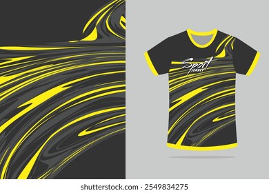 Modelo de camisa de esporte modelo mockup design curva para futebol futebol, corrida, corrida, e esportes, preto cinza amarelo cor branca EPS 10