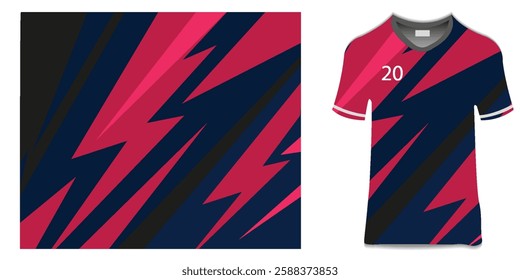 Sport jersey template mockup curve polka dots design for football soccer, racing, running, e sports, red