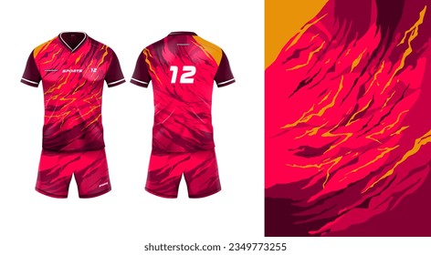 
Sport jersey template mockup grunge abstract design for football soccer, racing, gaming, red color