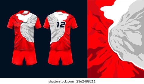 Sport jersey template mockup grunge abstract design for football soccer, racing, gaming, red color