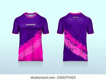 Diseño abstracto de mockup de plantilla de jersey deportivo para fútbol, carreras, juegos, correr, color púrpura rosa