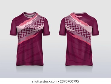 Sport jersey template mockup grunge checkered combination abstract design for football soccer, racing, running, red color
