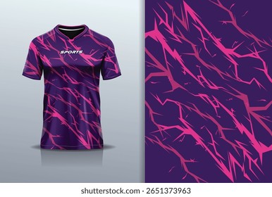 Modelo de camisa esporte mockup relâmpago raio textura raio grunge rústico abstrato vetor design para futebol futebol futebol, corrida, corrida, e esportes, roxo cor rosa