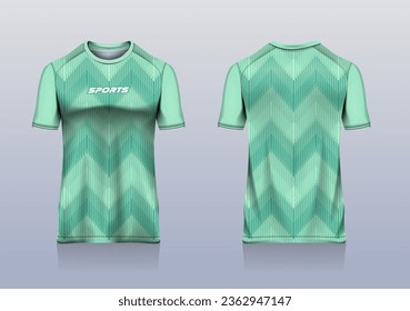 Sport jersey template mockup pattern line abstract design for football soccer, racing, gaming, run, green color 
