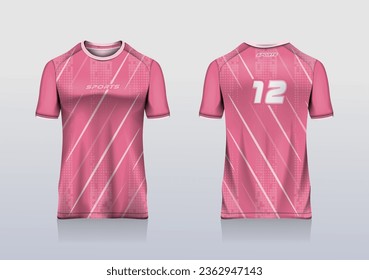 Sport jersey template mockup stipe line abstract design for football soccer, racing, gaming, pink color 