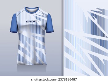 Sport jersey template mockup stipe line abstract design for football soccer, racing, running, e sports, blue color