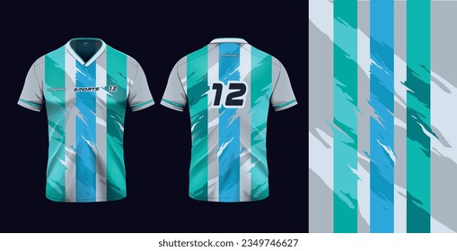 Sport jersey template mockup stripe line abstract design for football soccer, racing, gaming, green color