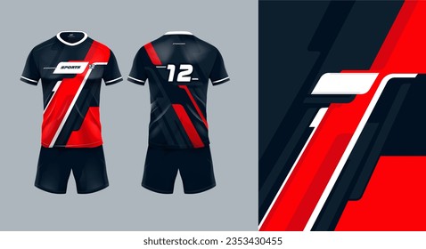 Sport jersey template mockup stripe line grunge abstract design for football soccer, racing, gaming, black color