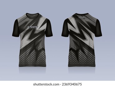 Sport jersey template mockup stripe abstract design for football soccer, racing, running, gray black color