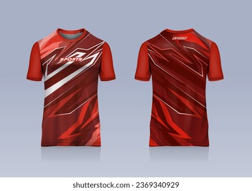 Sport jersey template mockup stripe abstract design for football soccer, racing, running, red color