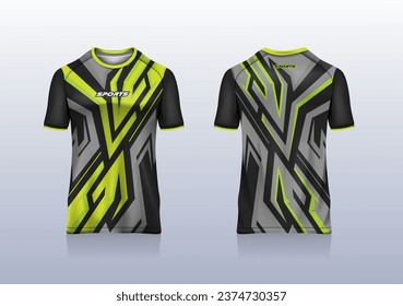 Sport jersey template mockup stripe line abstract design for football soccer, racing, esport, running, yellow gray color