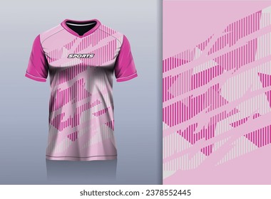 Sport jersey template mockup stripe line simple abstract design for football soccer, racing, esport, running, pink color