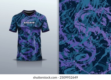 Modelo de camisa de esporte mockup textura grunge design abstrato para futebol futebol, corrida, corrida, esportes e, cor roxa	