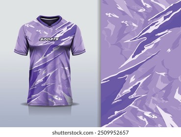 Modelo de camisa de esporte mockup textura grunge design abstrato para futebol futebol, corrida, corrida, esportes e, cor roxa	