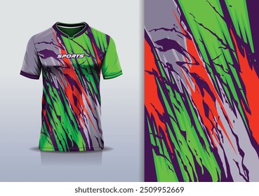 Modelo de camisa de esporte mockup textura grunge design abstrato para futebol futebol, corrida, corrida, esportes e, cinza verde vermelho cor