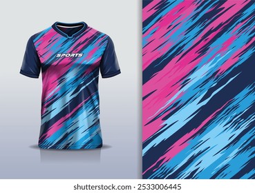 Modelo de camisa de esporte mockup textura grunge rústico abstrato vetor design para futebol futebol, corrida, corrida, e esportes, cor rosa azul