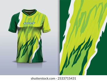 Modelo de camisa de esporte mockup textura grunge rústico abstrato vetor design para futebol futebol, corrida, corrida, esportes e, cor verde