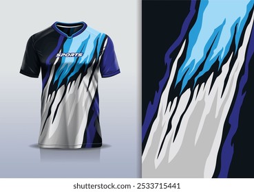 Modelo de camisa de esporte mockup textura grunge rústico abstrato vetor design para futebol futebol, corrida, corrida, esportes e, cor azul