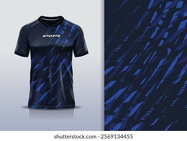 Sport jersey template mockup texture grunge rustic abstract vector design for football soccer, racing, running, e sports, blue black color