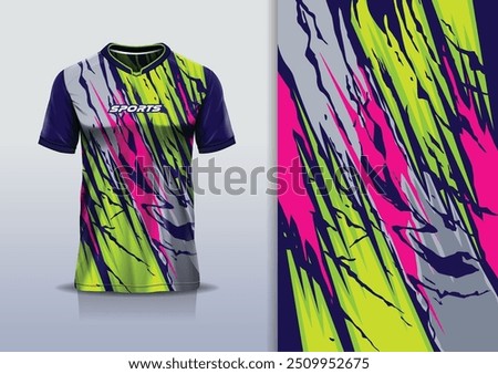 Sport jersey template mockup texture grunge abstract design for football soccer, racing, running, e sports, gray yellow pink color