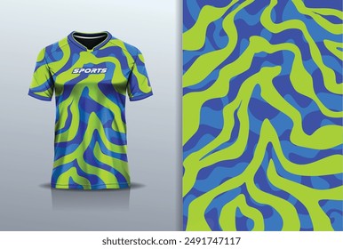 Sport jersey template mockup  water  wave design for football soccer, racing, running, e sports, blue yellow color