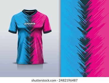 Sport jersey template mockup wave grunge design for football soccer, racing, running, e sports, pink blue color