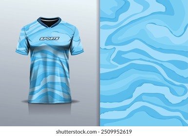 Modelo de camisa esporte mockup onda textura abstrata design para futebol futebol, corrida, corrida, esportes e, cor azul	