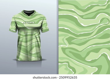 Modelo de camisa esporte mockup onda textura abstrata design para futebol de futebol, corrida, corrida, e esportes, cor verde