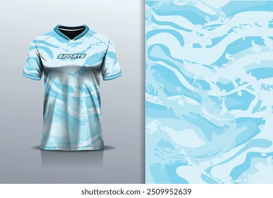 Modelo de camisa esporte mockup onda textura abstrata design para futebol futebol, corrida, corrida, esportes e, cor azul	