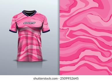 Modelo de camisa esporte mockup onda textura abstrata design para futebol de futebol, corrida, corrida, e esportes, cor rosa	