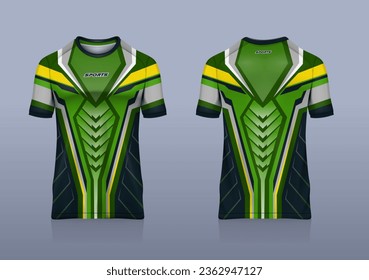 Sport jersey template modern tech abstract design for football soccer, racing, gaming, run, green color