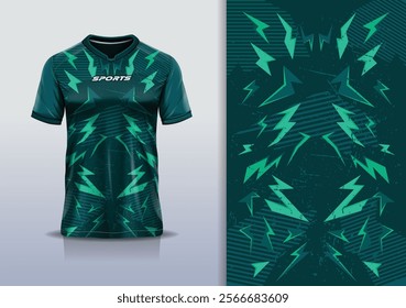 Sport jersey template sharp line mockup flash abstract vector design for football soccer, racing, running, e sports, green color