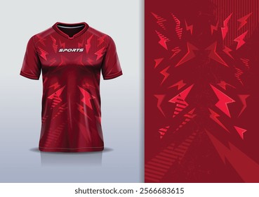 Sport jersey template sharp line mockup flash abstract vector design for football soccer, racing, running, e sports, red maroon color