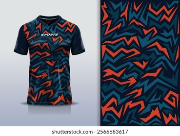 Sport jersey template sharp line mockup abstract vector design for football soccer, racing, running, e sports, orange blue color