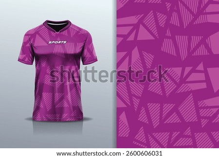 Sport jersey template sharp line mockup triangle abstract vector design for football soccer, racing, running, e sports, purple color