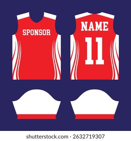 Plantilla del jersey del deporte, diseño del Vector, para el fútbol, fútbol, carreras, corriendo