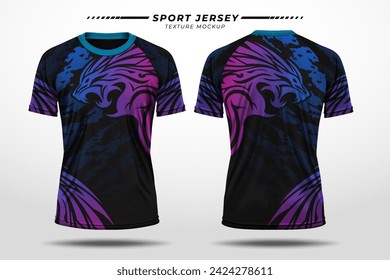 Sport jersey texture with 3D vector mockup front and back view for sublimation