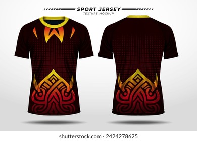 Sport jersey texture with 3D vector mockup front and back view for sublimation